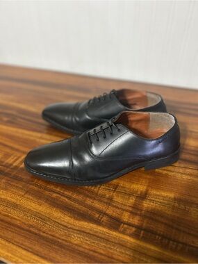 Louis Stitch Men’s Black Premium Leather Patina Oxford Shoes Size 7 or 8 (UK 40)